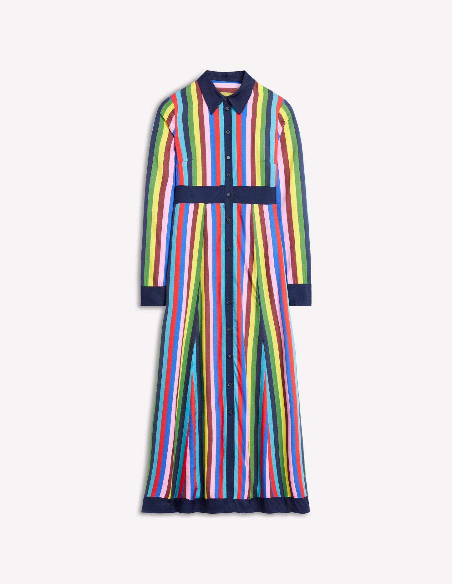 Empire Shirt Dress-Blue, Chestnut Multistripe