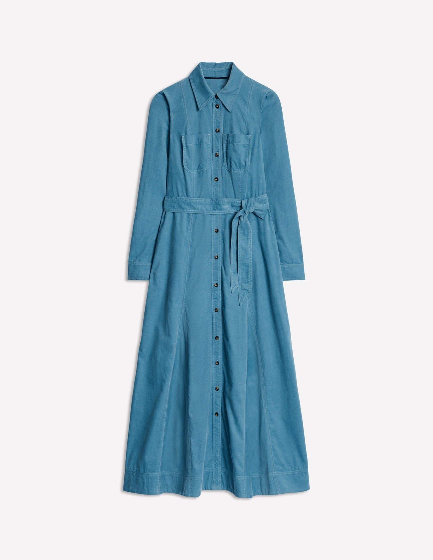 Mila Cord Midi Shirt Dress-Duck Egg Blue