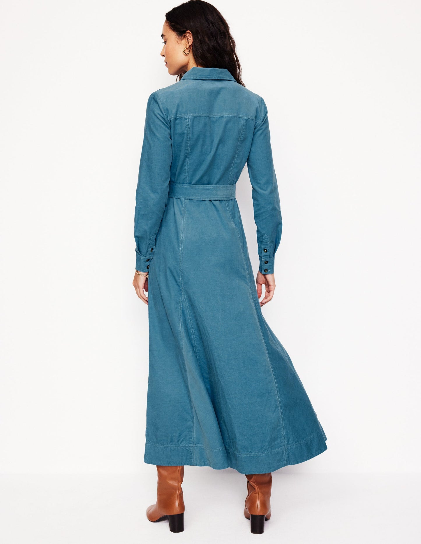 Mila Cord Midi Shirt Dress-Duck Egg Blue