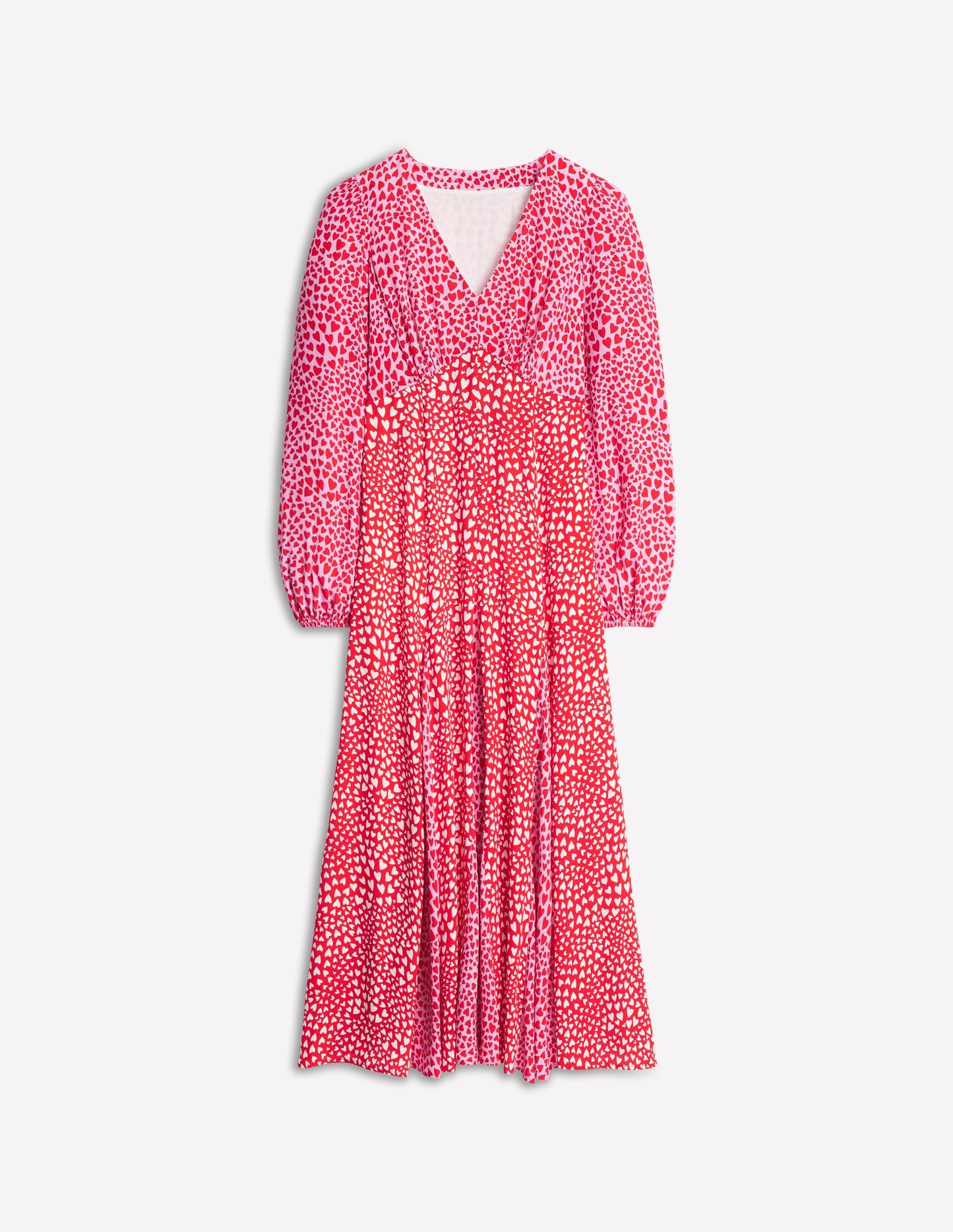 Lisa Long Sleeve Tea Dress-Pink, Heart Cluster