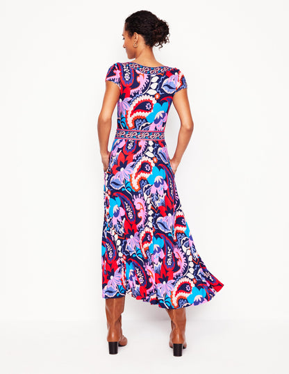 Melanie Jersey Midi Dress-French Navy, Botanical Paisley