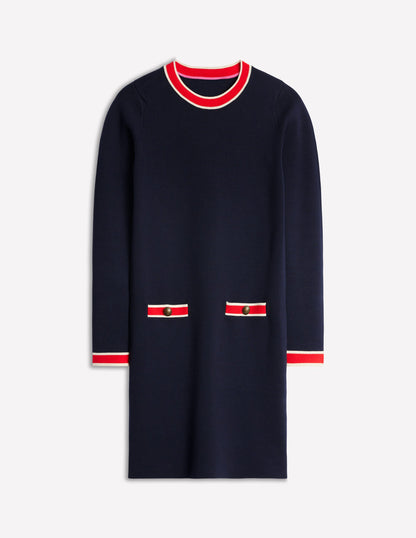 Holly Knitted Shift Dress-Navy