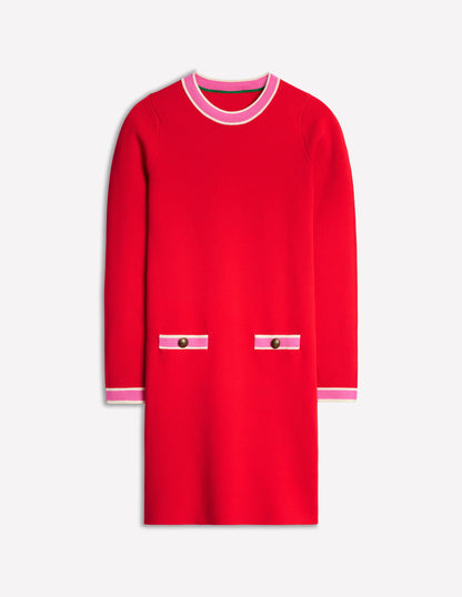 Holly Knitted Shift Dress-Poppy Red