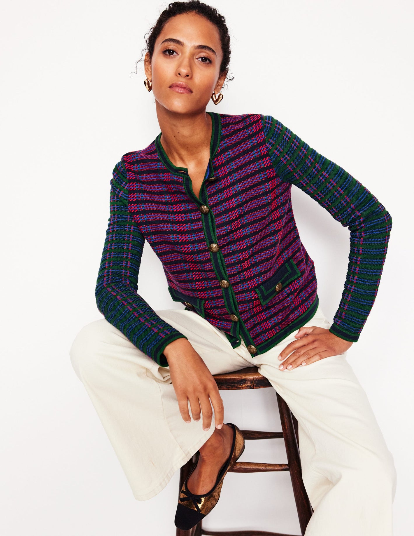 Holly Knitted Jacket-Multi, Check