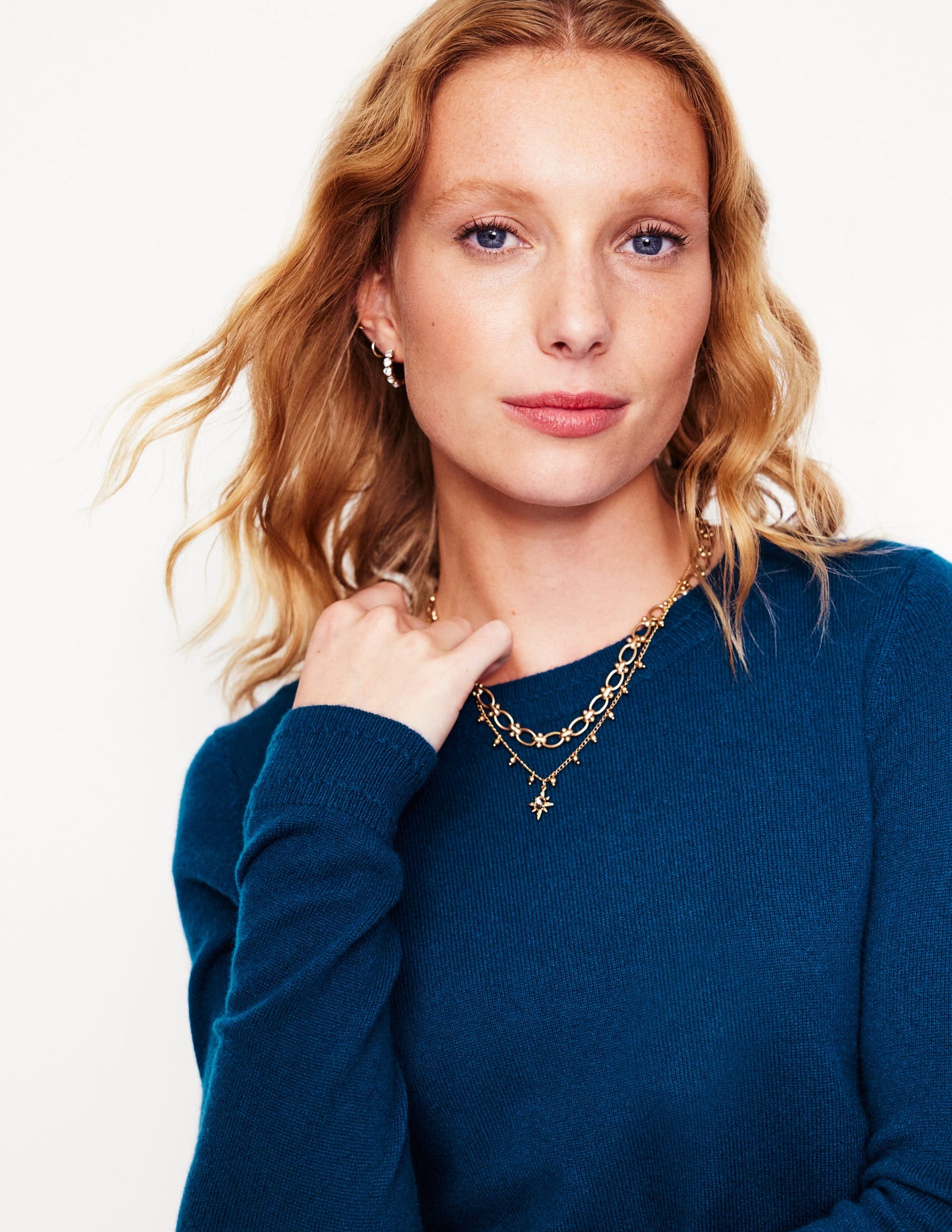 Eva Cashmere Crew Neck Jumper-Harbour Blue