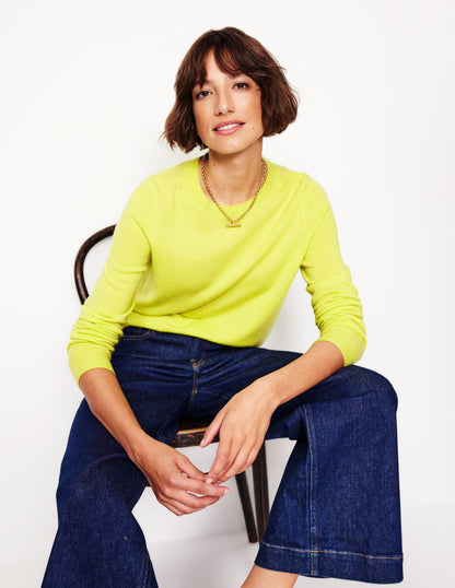 Eva Cashmere Crew Neck Jumper-Soda Yellow