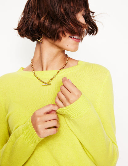 Eva Cashmere Crew Neck Jumper-Soda Yellow