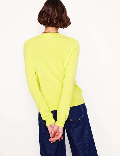 Eva Cashmere Crew Neck Jumper-Soda Yellow