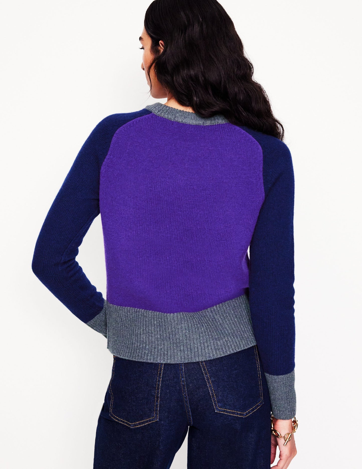 Olivia Merino Jumper-Ameythyst Purple, Colourblock