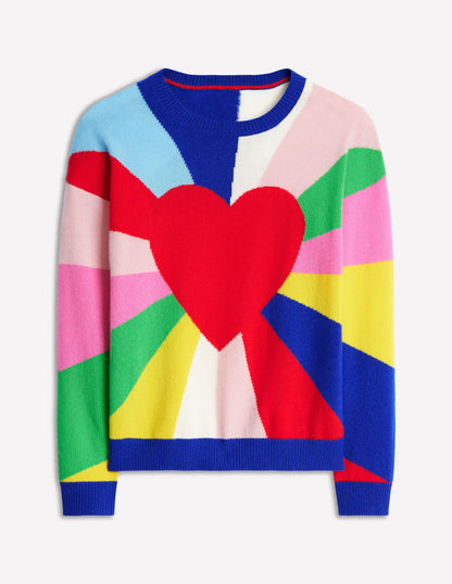 Lydia Cashmere Jumper-Multi, Heart Spectrum