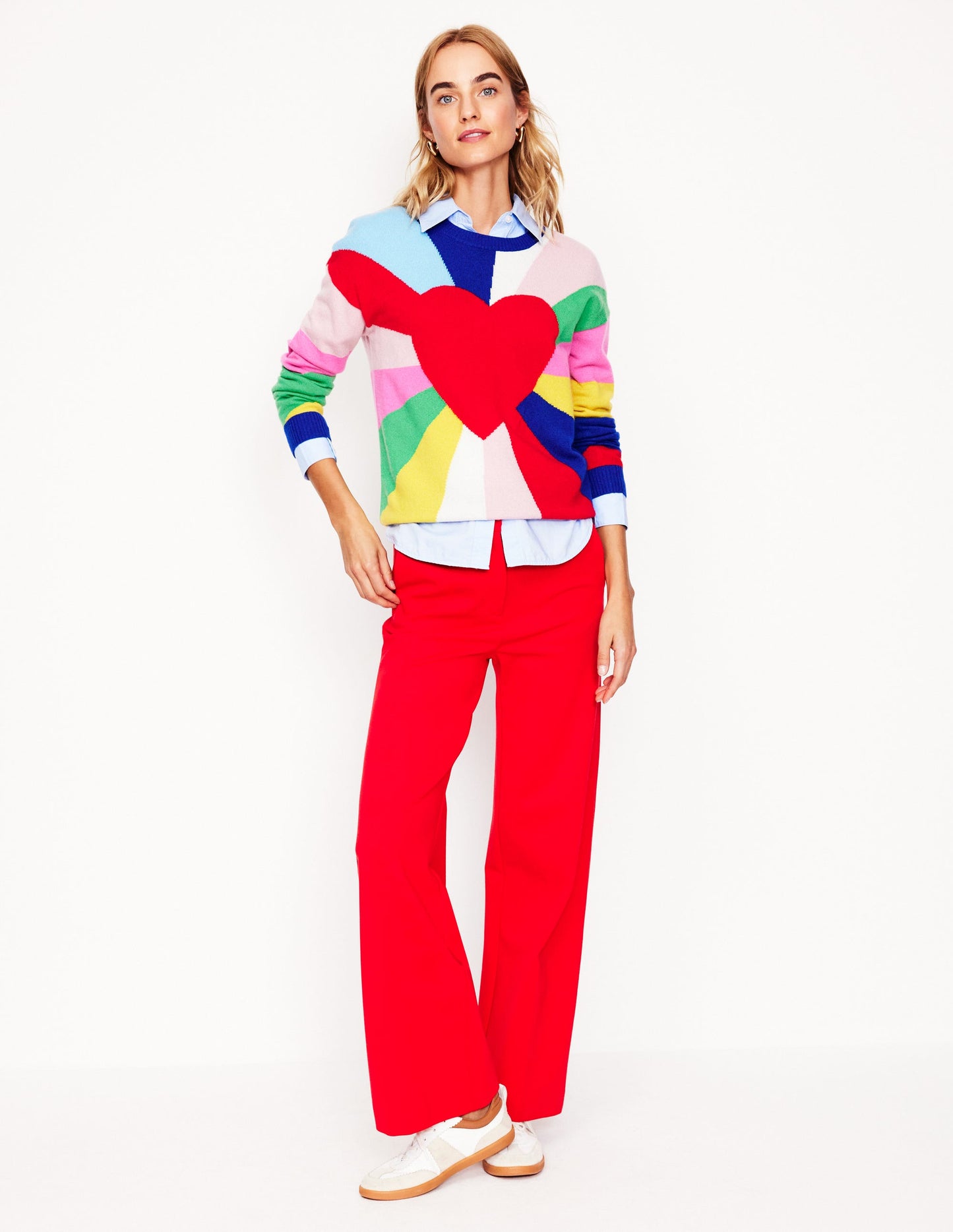 Lydia Cashmere Jumper-Multi, Heart Spectrum