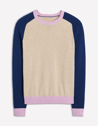 Meg Saddle Sleeve Sweater-Chinchilla Melange,Colourblock