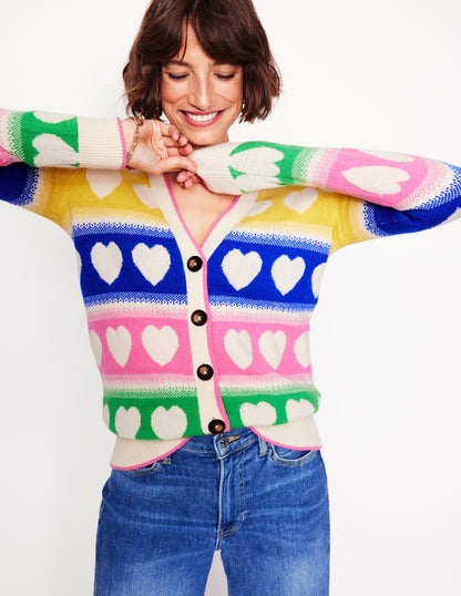 Fair Isle Boyfriend Cardigan-Multi, Hearts