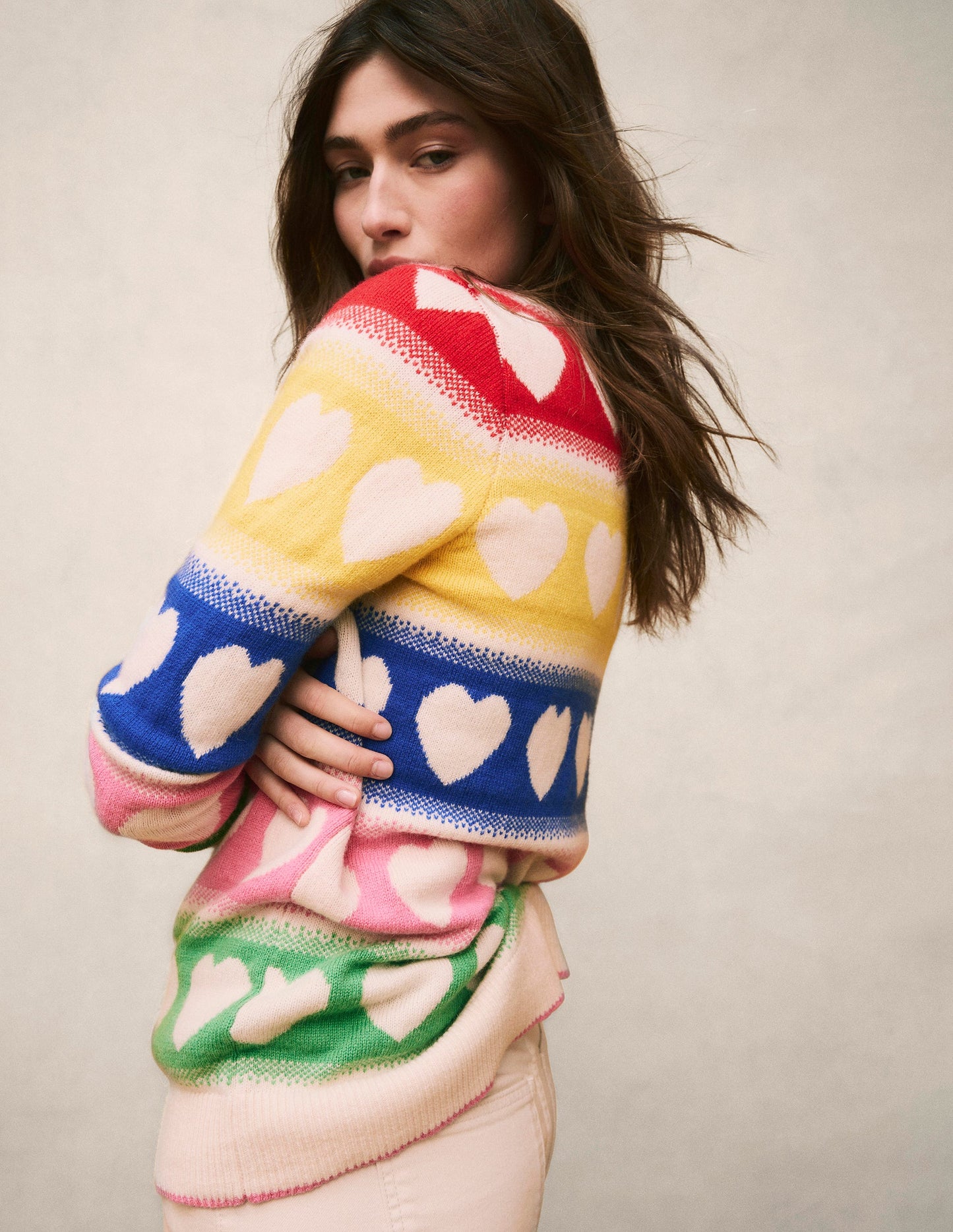 Fair Isle Boyfriend Cardigan-Multi, Hearts