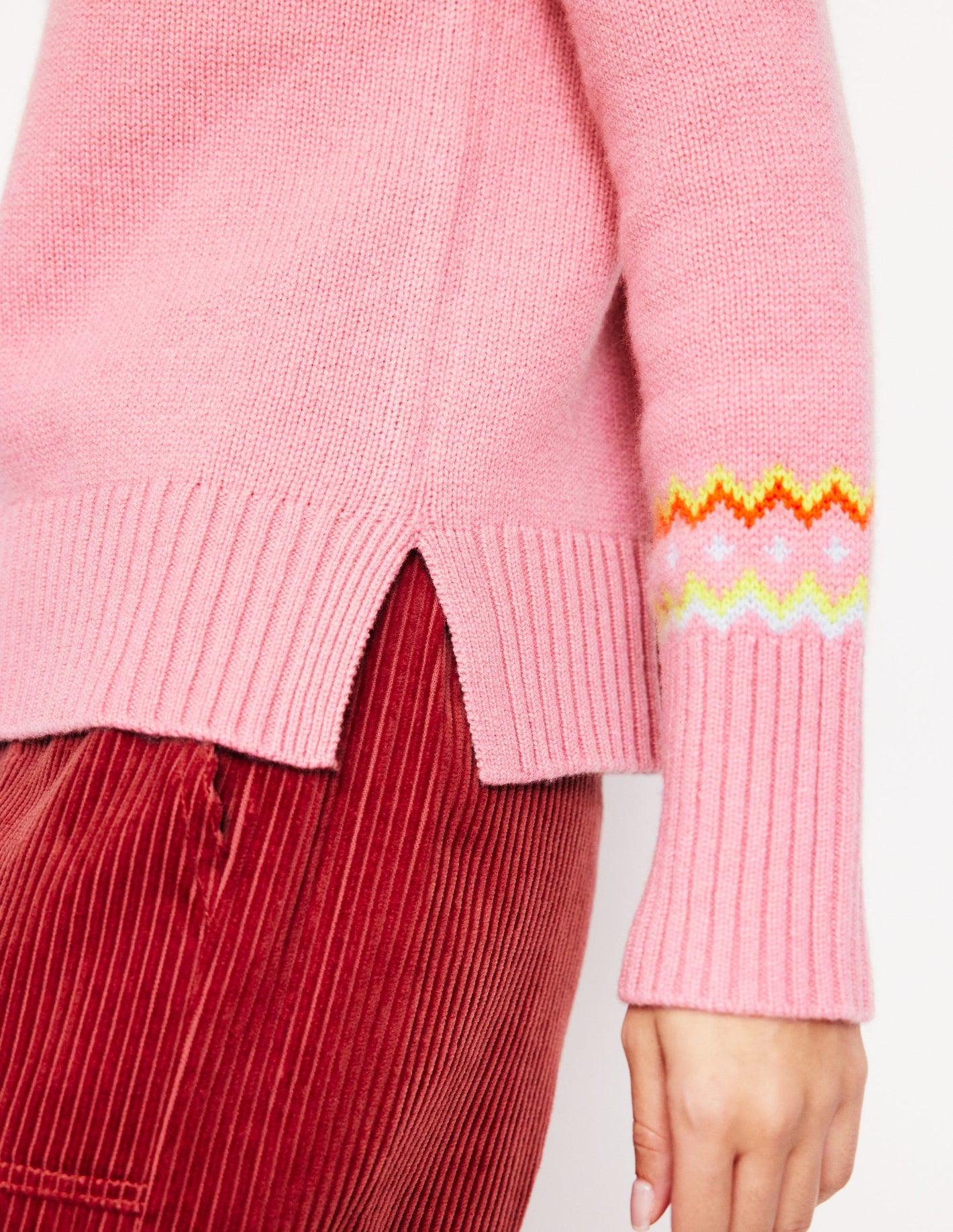 Cashmere Fair Isle Sweater-Formica Pink