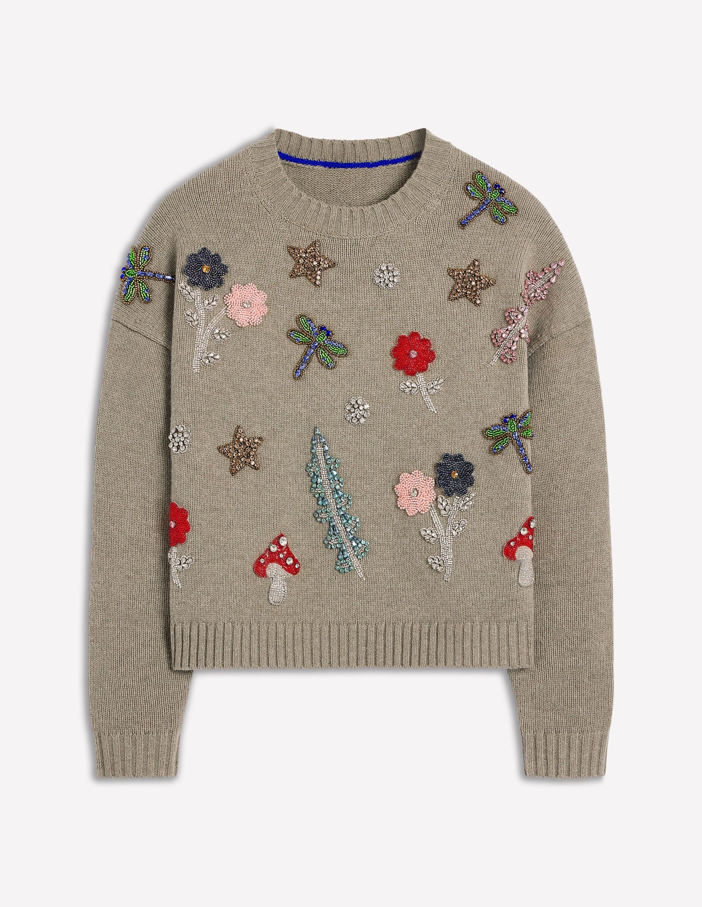 Embellished Sweater-Mink Melange