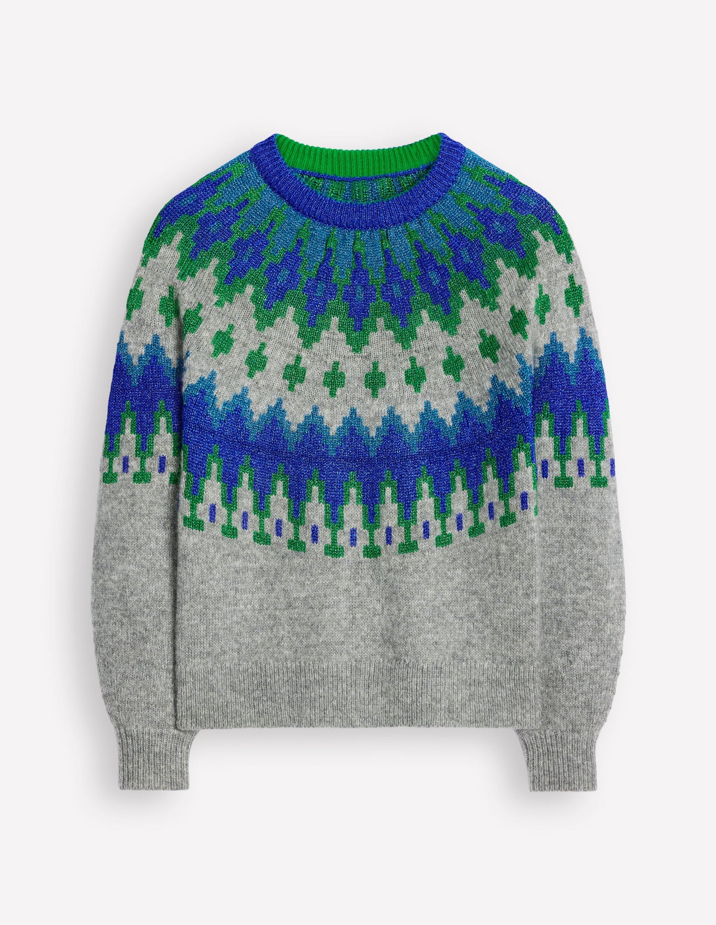 Kat Sparkle Fair Isle Jumper-Grey Melange