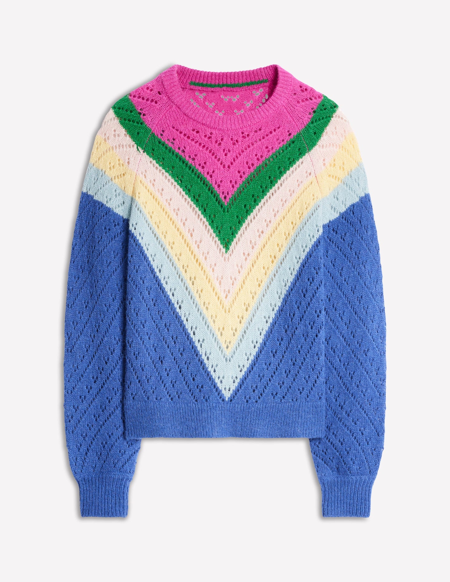 Alice Fluffy Raglan Sweater-Blue and Pink Chevron