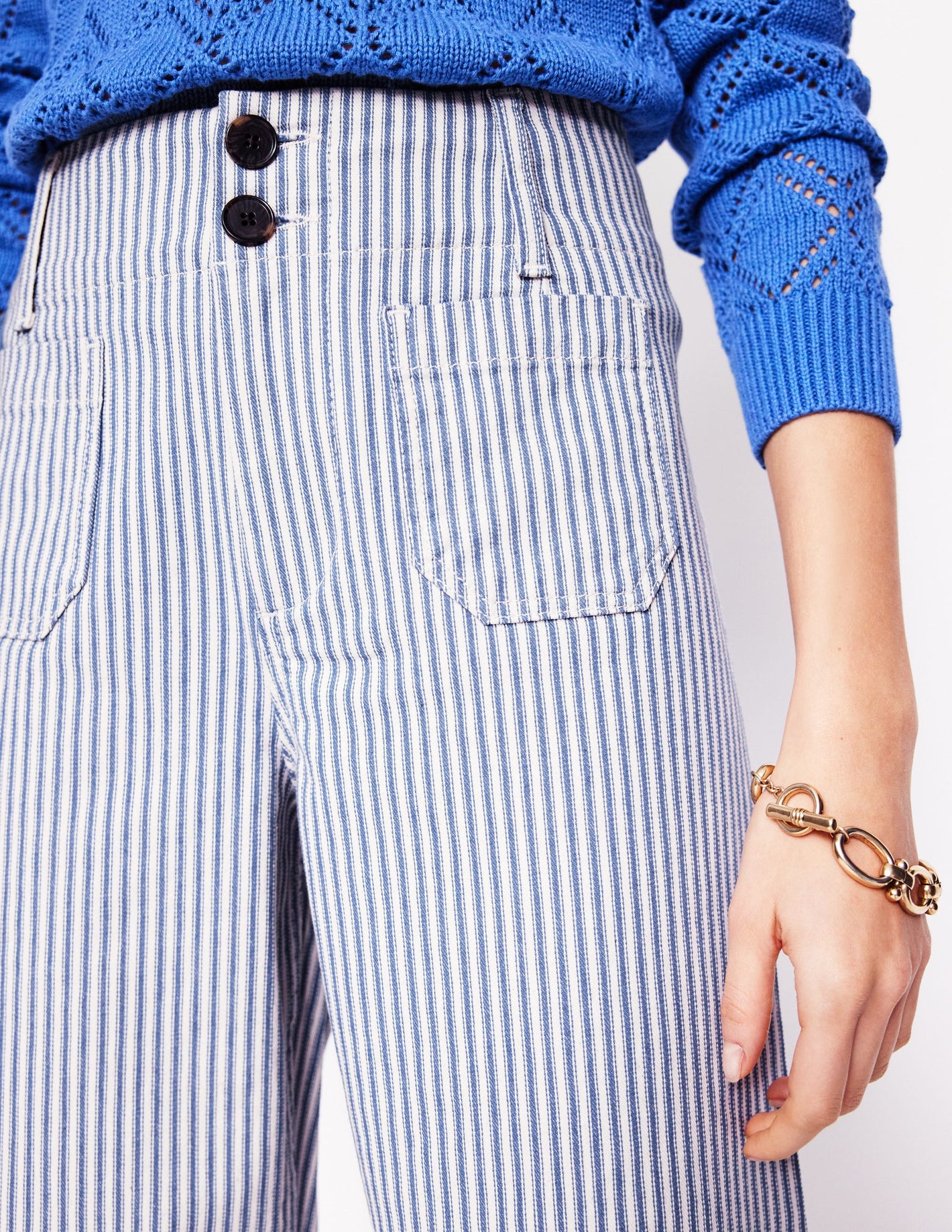 Primrose Patch Pocket Trousers-Ticking Stripe