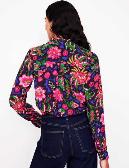 Sienna Silk Shirt-Multi, Blossom Flourish