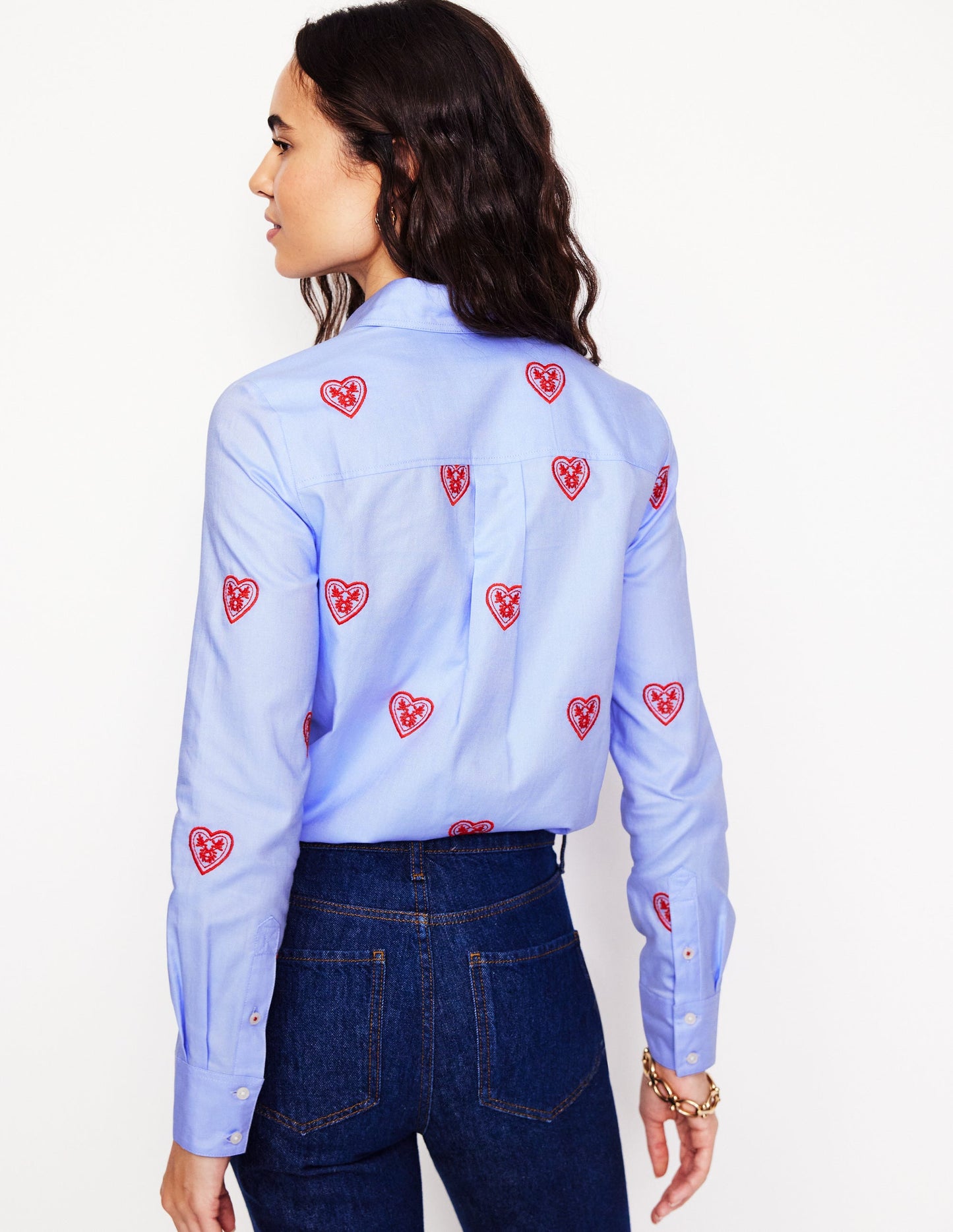 Sienna Embroidered Shirt-Blue Oxford, Hearts