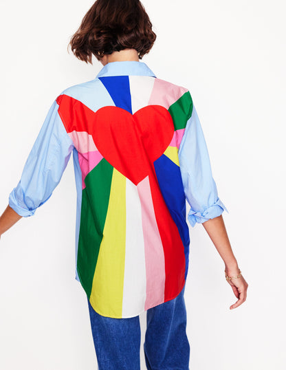 Sadie Relaxed Cotton Shirt-Multi, Heart Spectrum