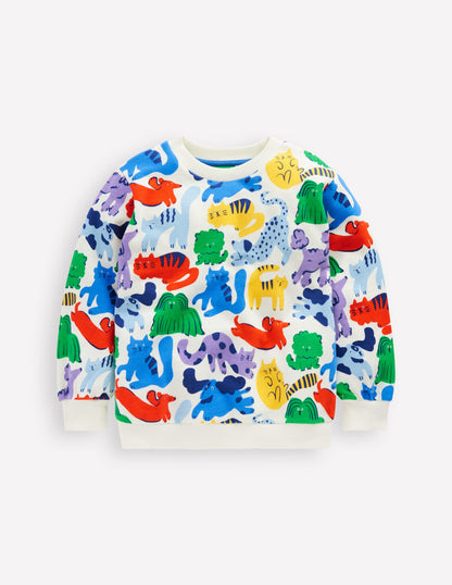 Printed Sweatshirt-Rainbow Pets