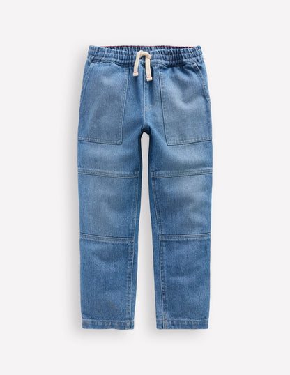 Warrior Knee Jeans-Mid Blue Wash