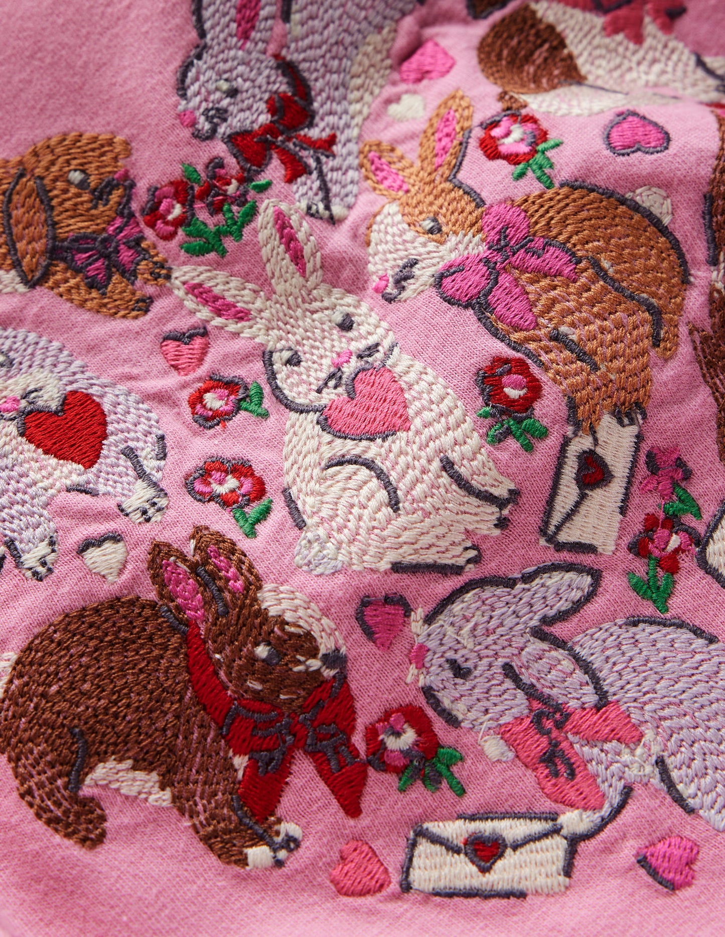 Superstitch Puff Sleeve Top-Bubblegum Pink Bunnies