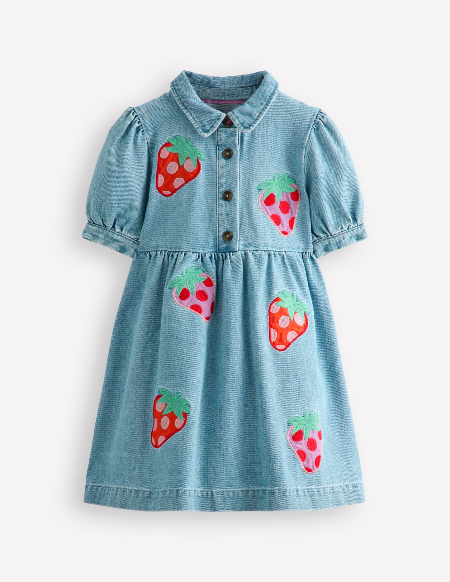 Izzy Denim Shirt Dress-Mid Vintage Denim Strawberry