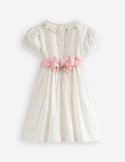 Occasion Smocked Dress-Ivory