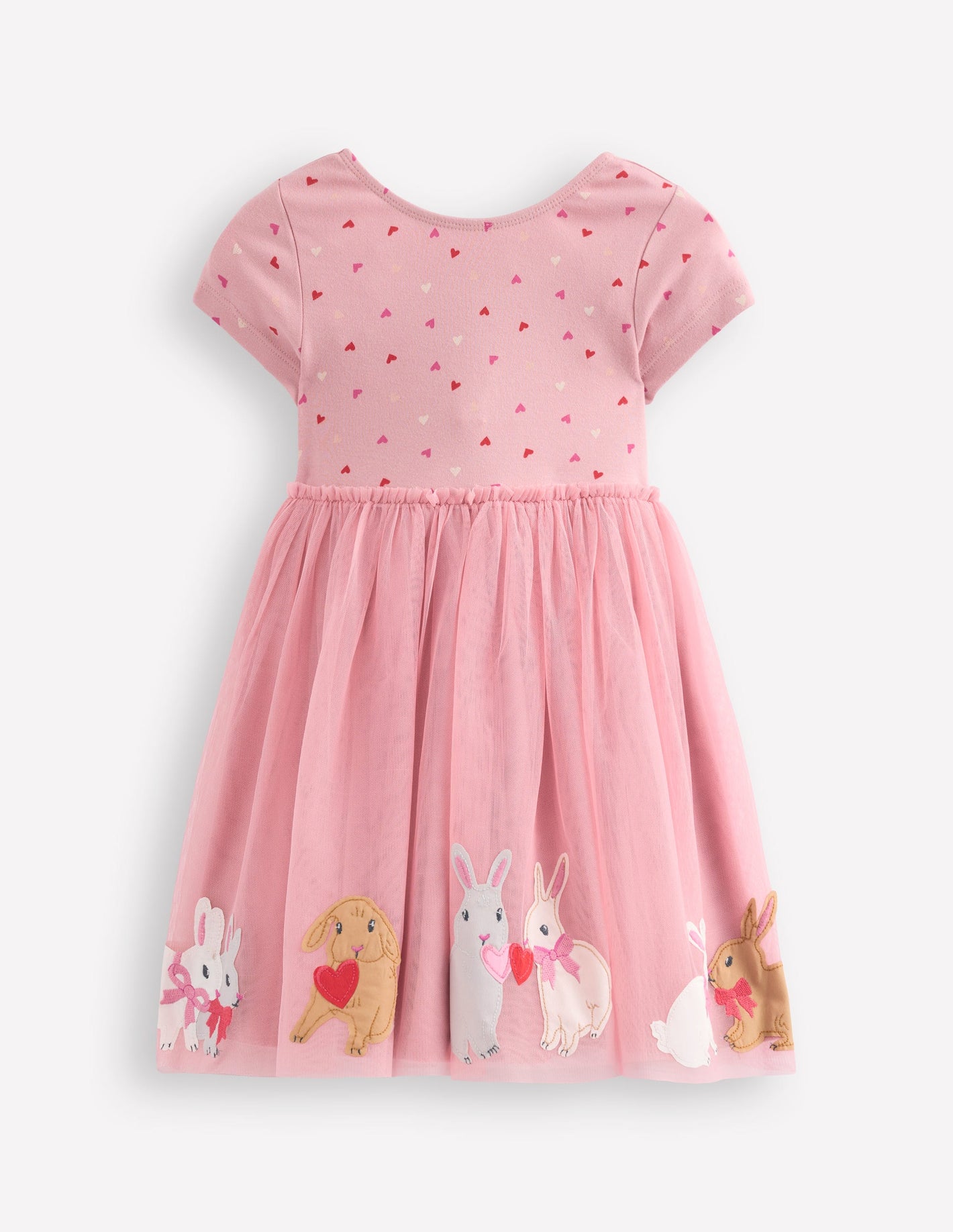 Ami Applique Tulle Dress-Chalk Pink Bunnies