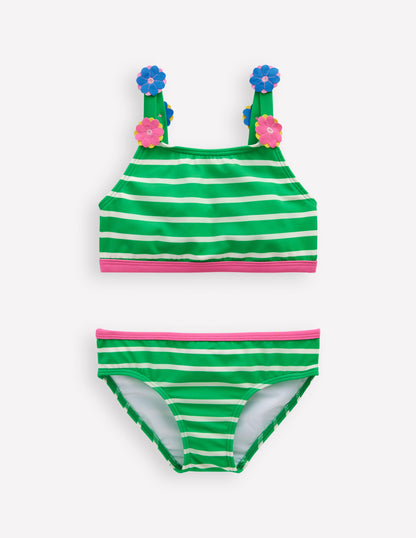 Applique Strap Bikini-Sapling Green Stripe Hearts