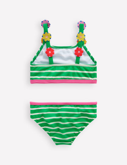 Applique Strap Bikini-Sapling Green Stripe Hearts