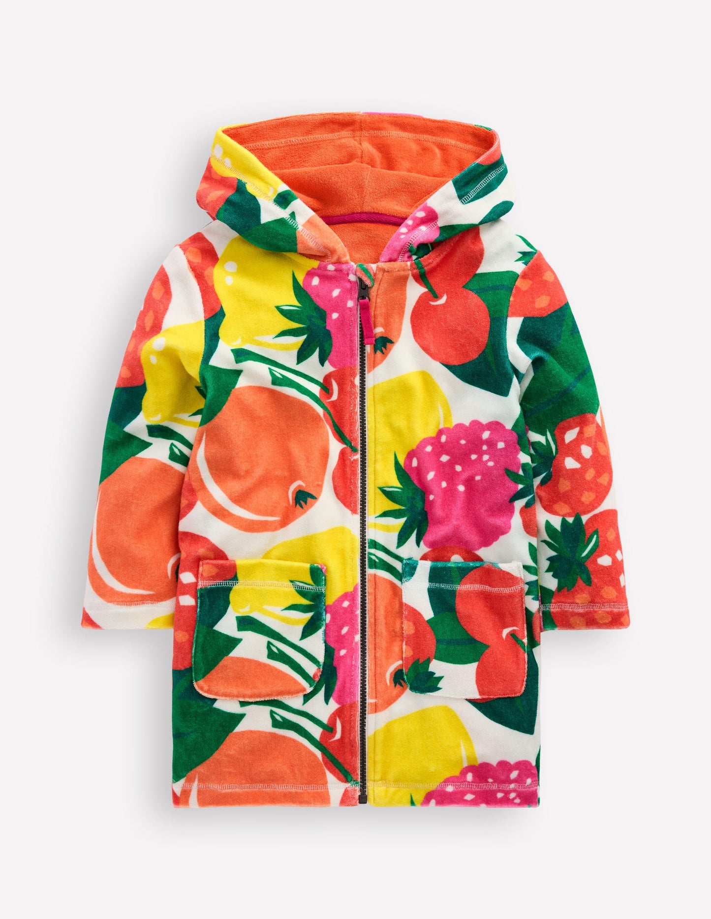 Romie Towelling Zip Throw-On-Multi Giant Fruit