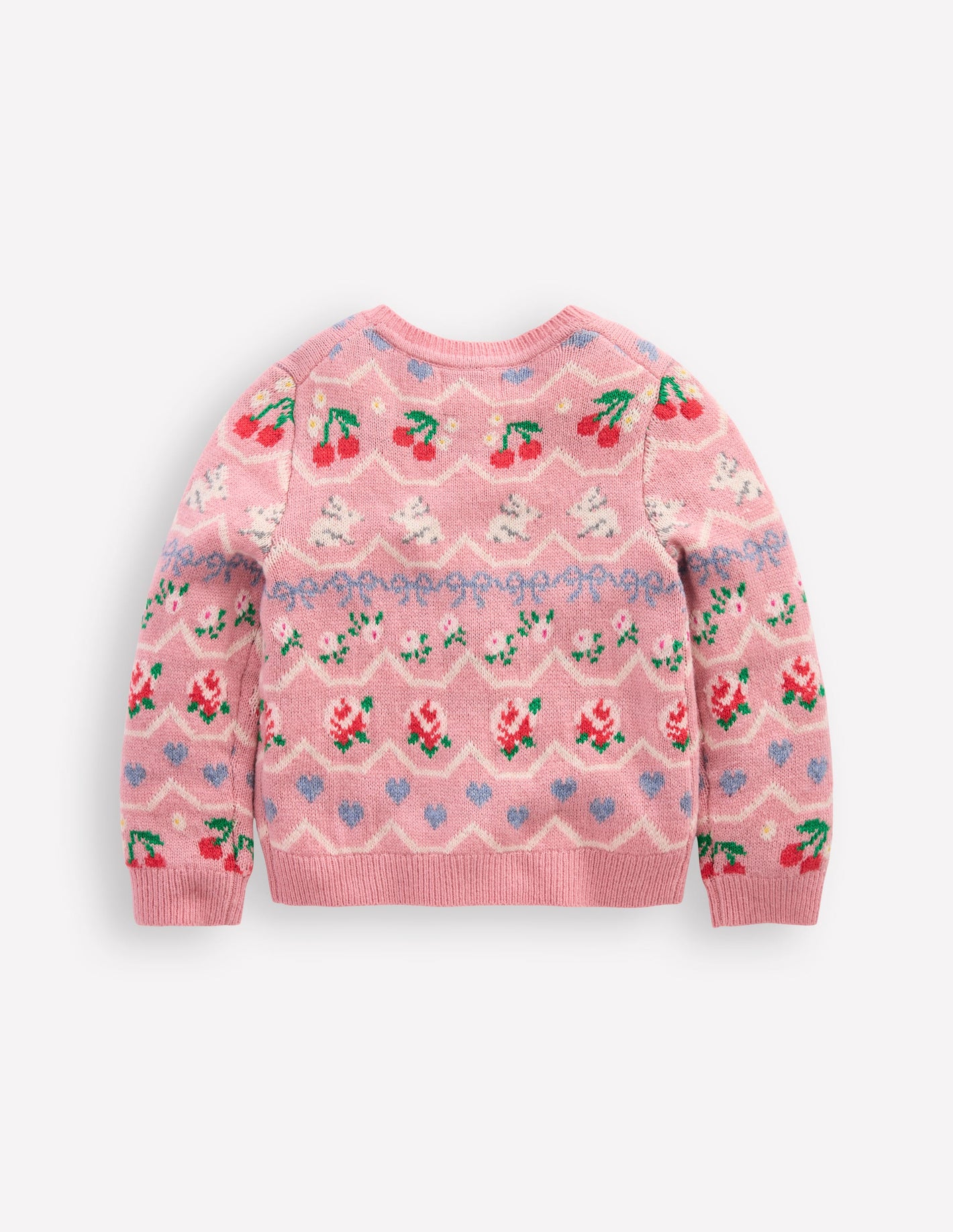 Edie Fair Isle Cardigan-Vintage Pink Hearts