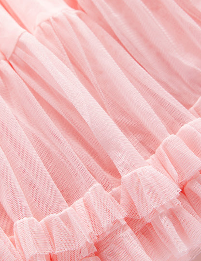 Tulle Ruffle Skirt-Pink