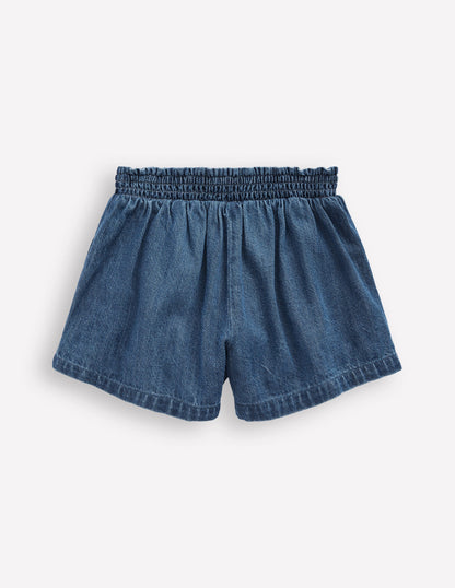 Pull-On Shorts-Mid Vintage Blue