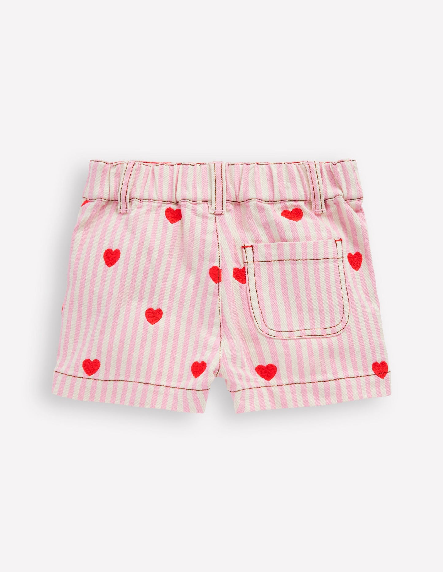 Patch Pocket Shorts-Bubblegum Pink/ Ivory Hearts