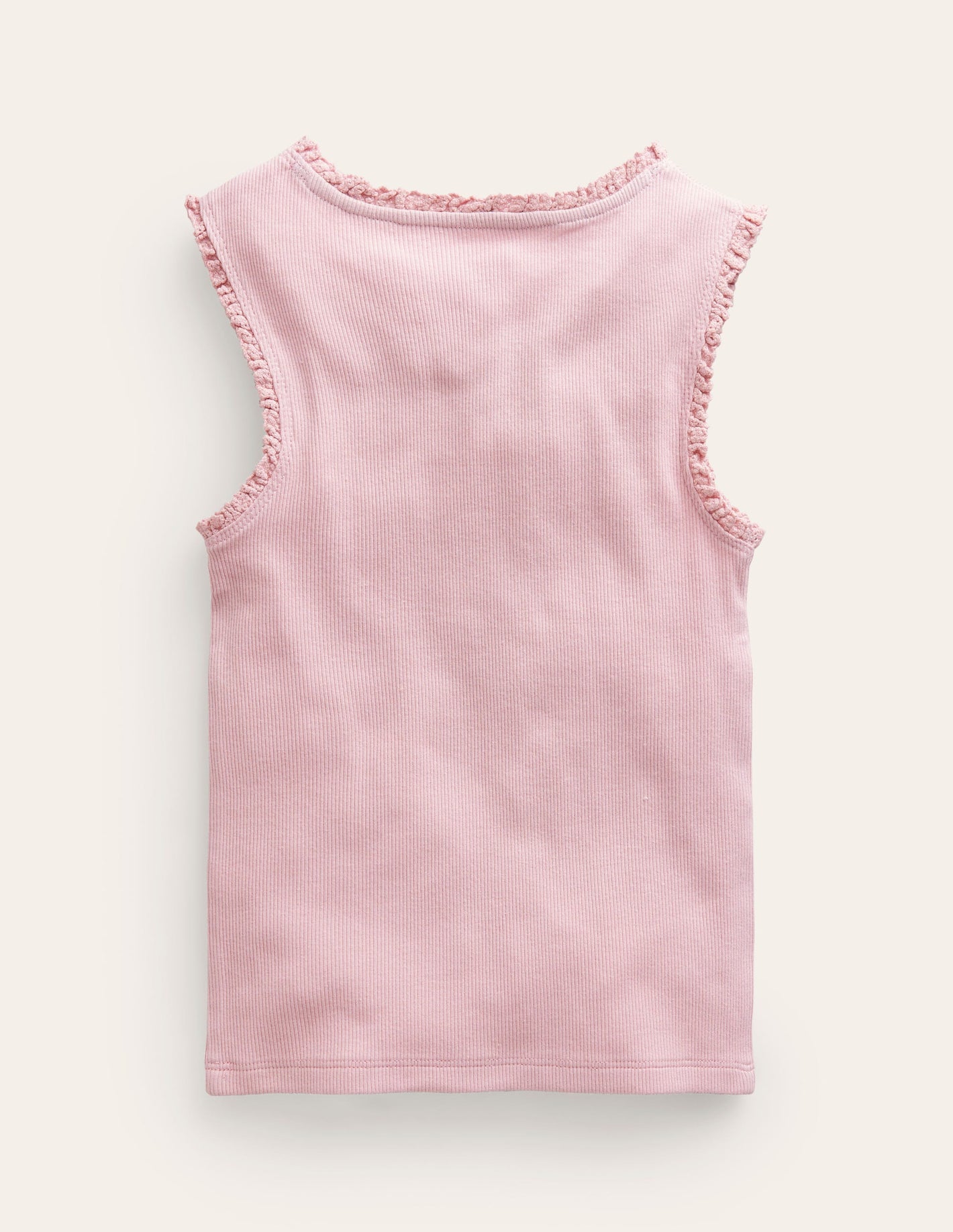 Ribbed Lace Trim Tank Top-French Pink