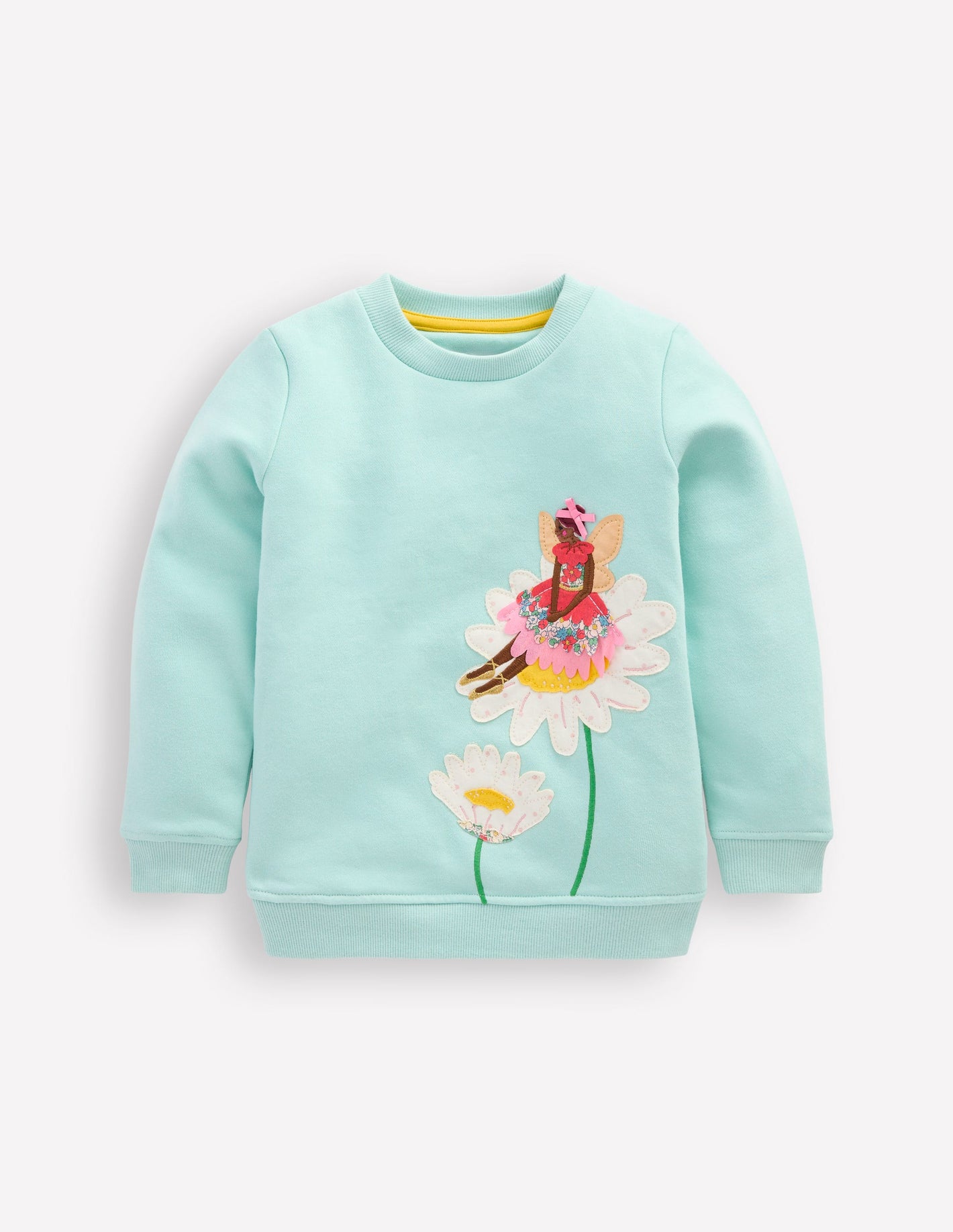 Applique Sweatshirt-Spring Green Daisy Fairy