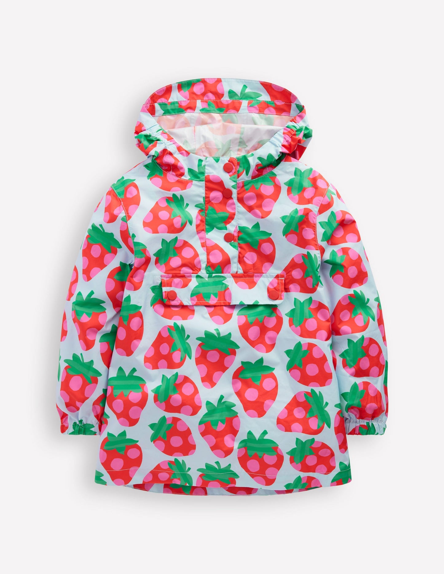 Waterproof Pack Away Jacket-Misty Blue Strawberry