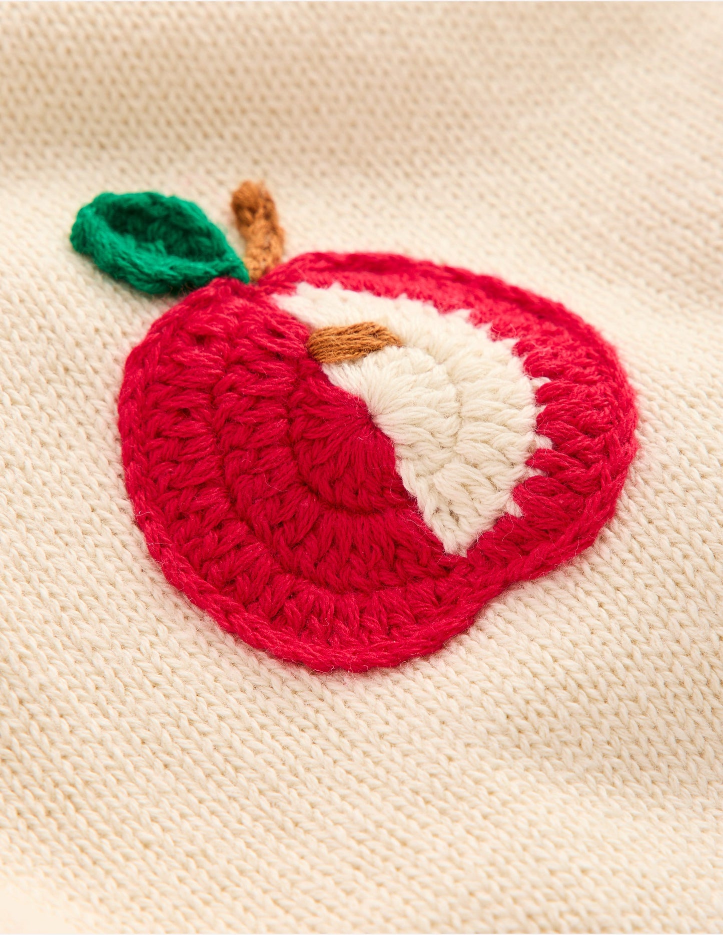 Karina Fun Crochet Sweater-Ivory Apples