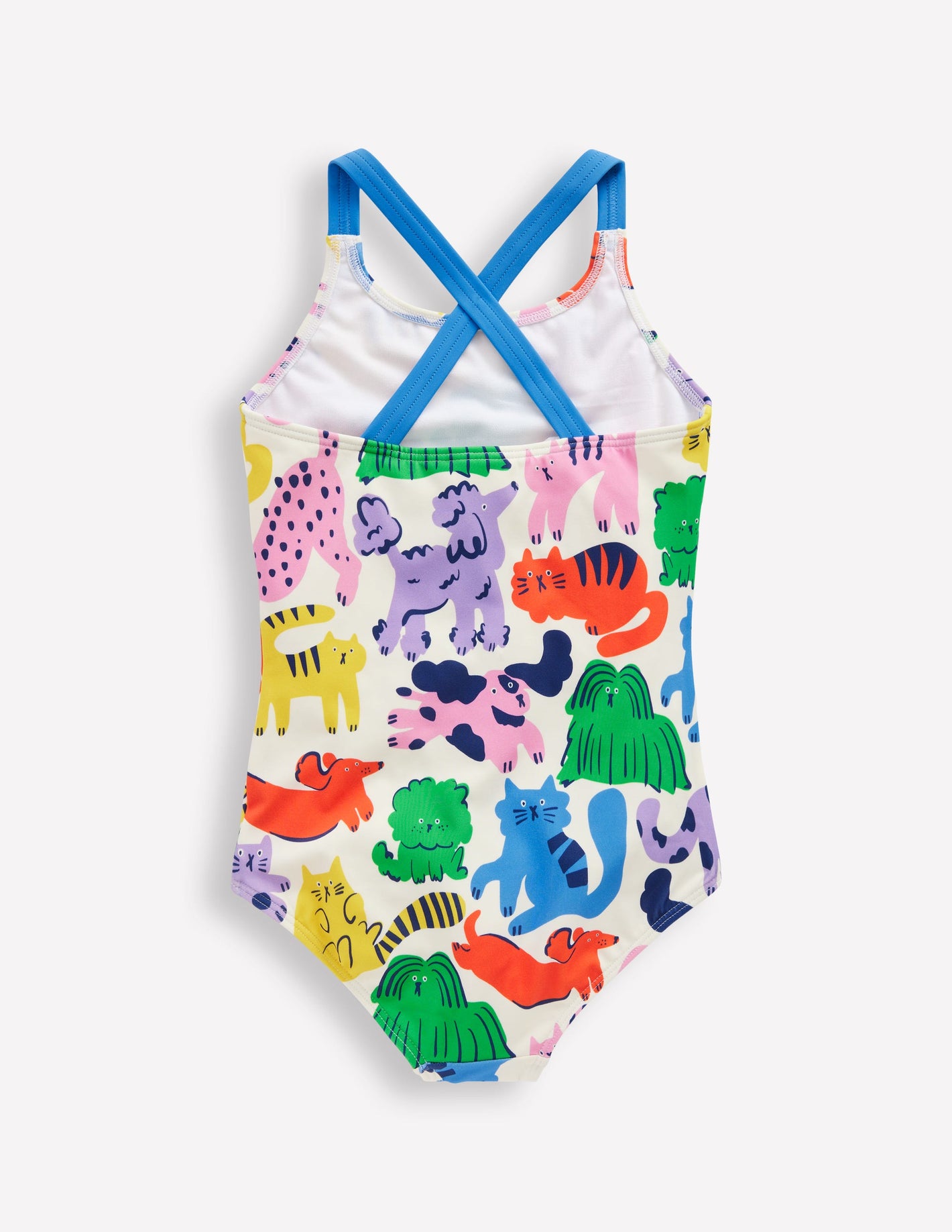 Cross-Back Printed Swimsuit-Multi Oatmeal Rainbow Pets