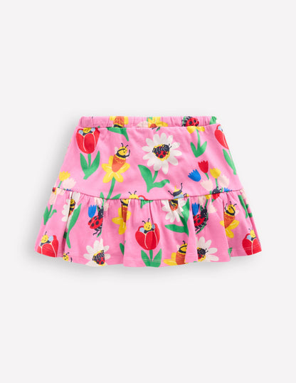 Tiered Jersey Skort-Sugared Lilac Spring Garden