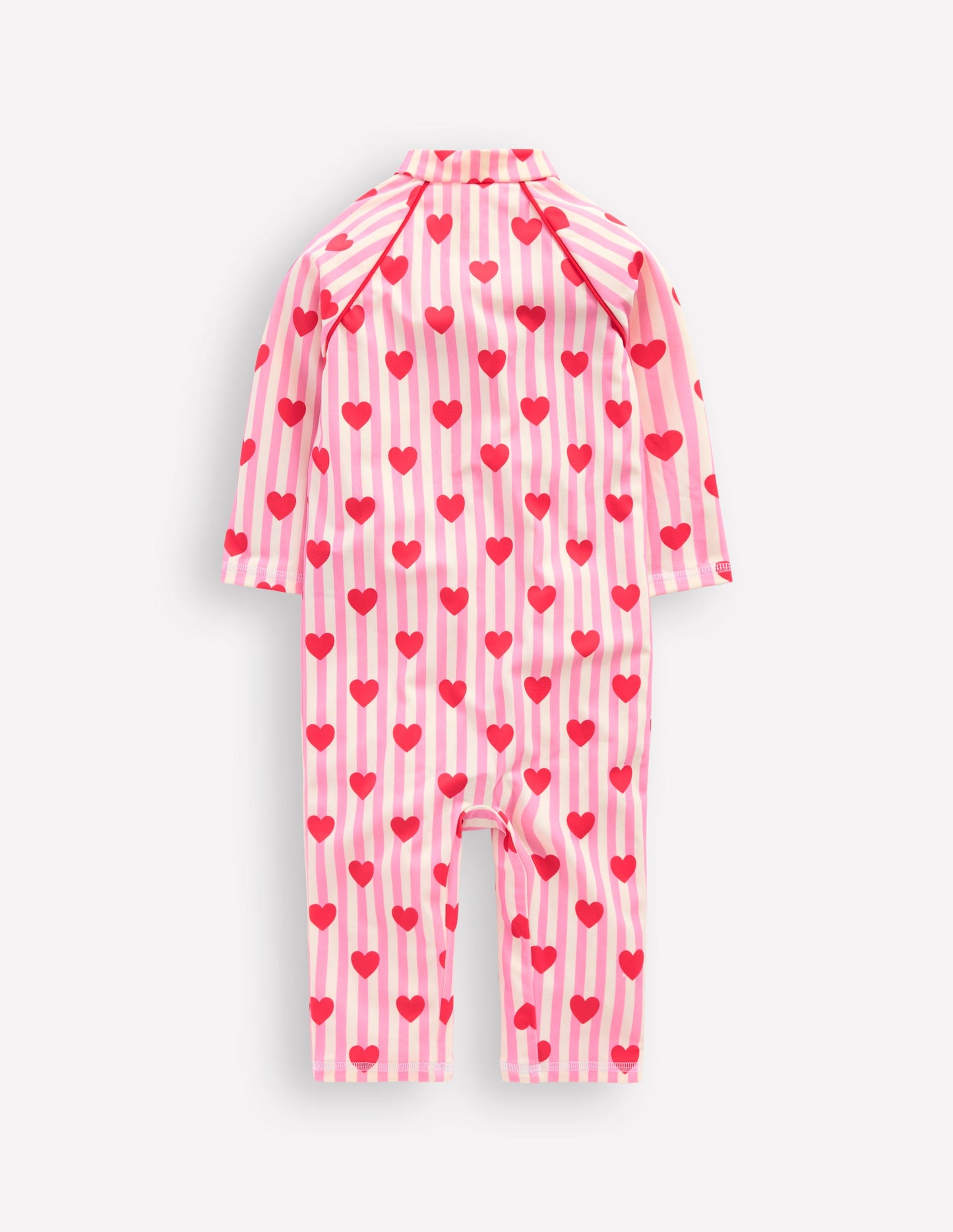 Printed Sun Safe Surfsuit-Bubblegum Pink Heart Stripe