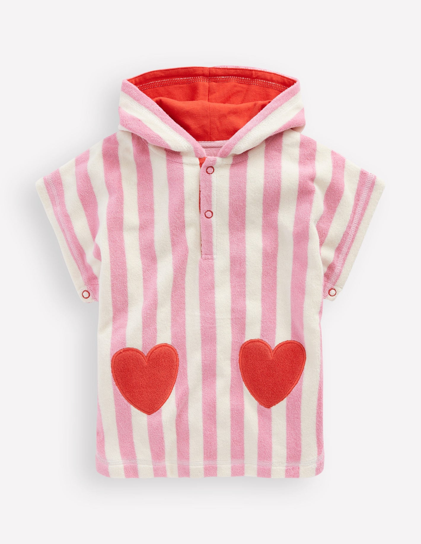 Towelling Throw On-Bubblegum Pink Heart Stripe