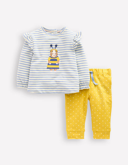 Appliqué Jersey Play Set-Vintage Blue and Ivory Stripe