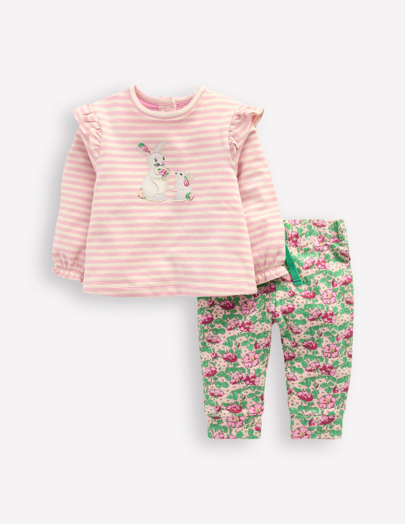 Appliqué Jersey Play Set-Almond Pink/ Soft Ivory