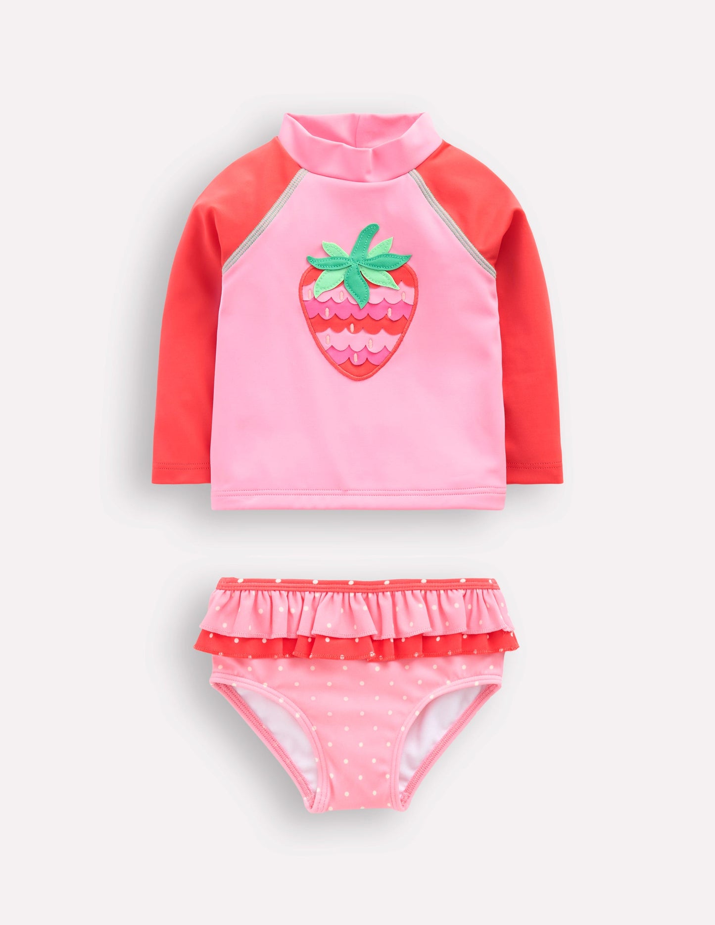 Frilly Rash Vest Set-Bubblegum Pink Strawberry